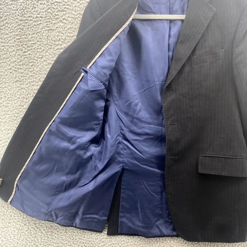 Banana Republic Blazer Mens 38R Black Pinstripe‎ Modern Corpcore Office Academia